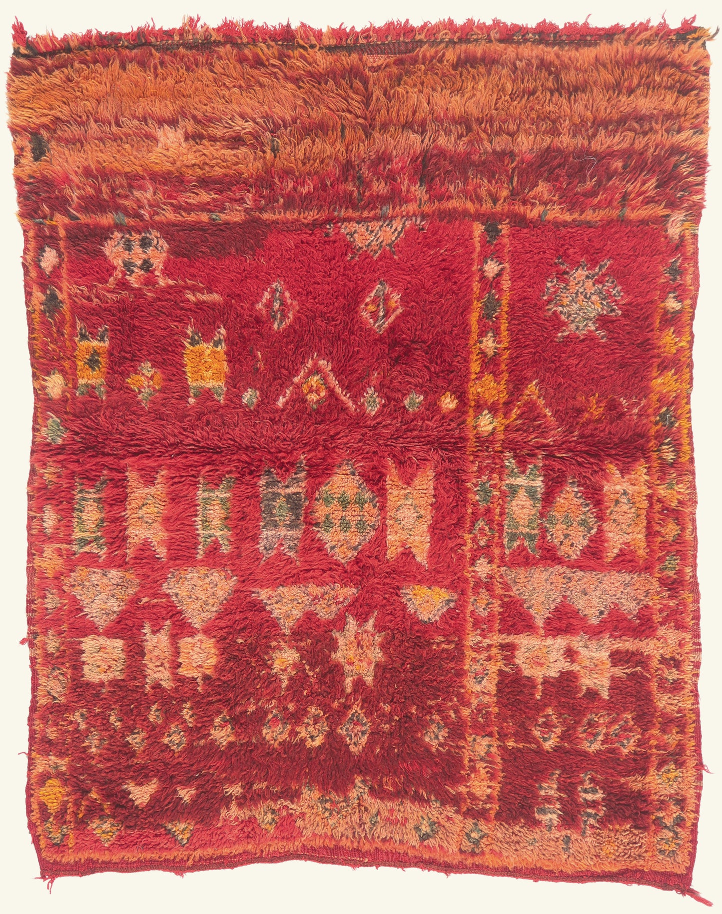 4 x 5 - Red Vintage Beni MGuild Moroccan Rug - 21989