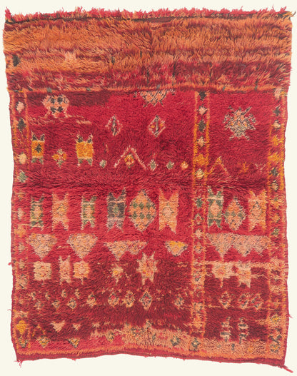 4 x 5 - Red Vintage Beni MGuild Moroccan Rug - 21989