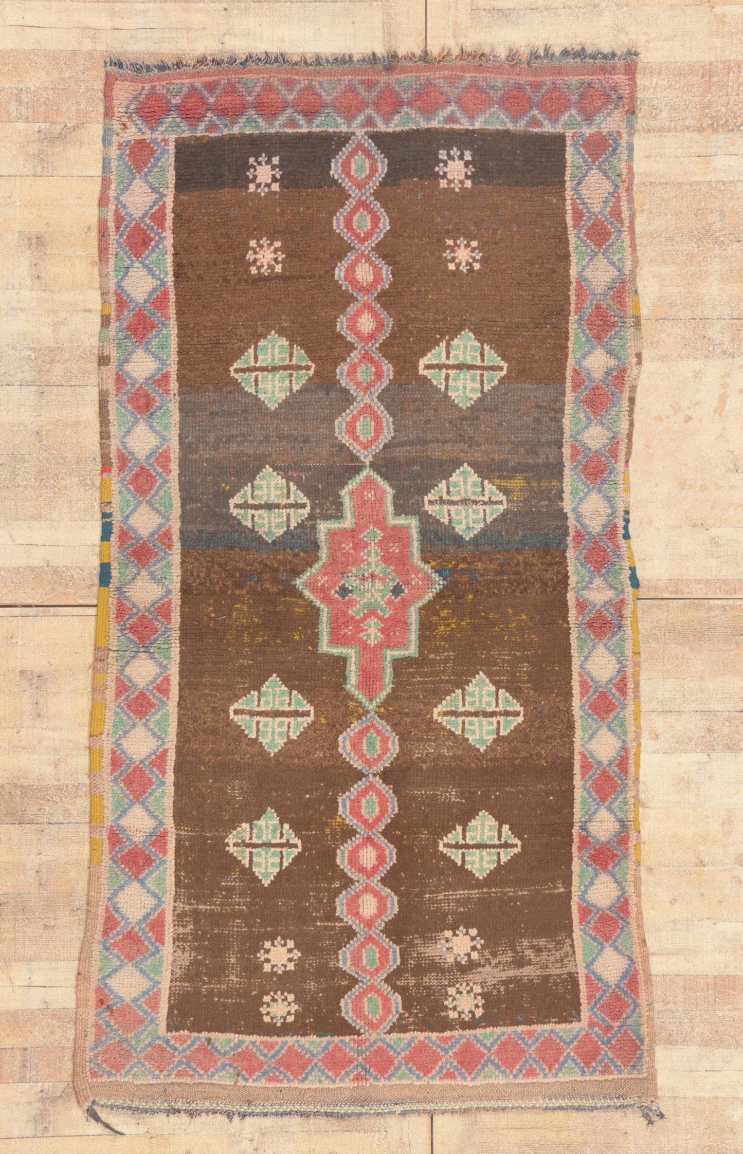 4 x 8 - Brown Vintage Boujad Moroccan Rug - 21991