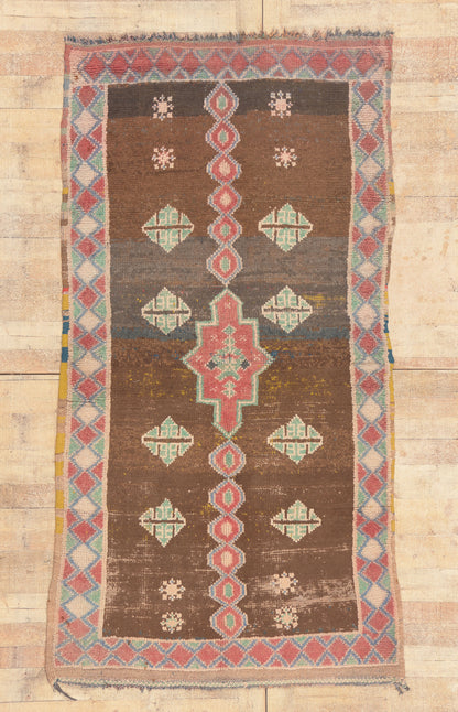 4 x 8 - Brown Vintage Boujad Moroccan Rug - 21991
