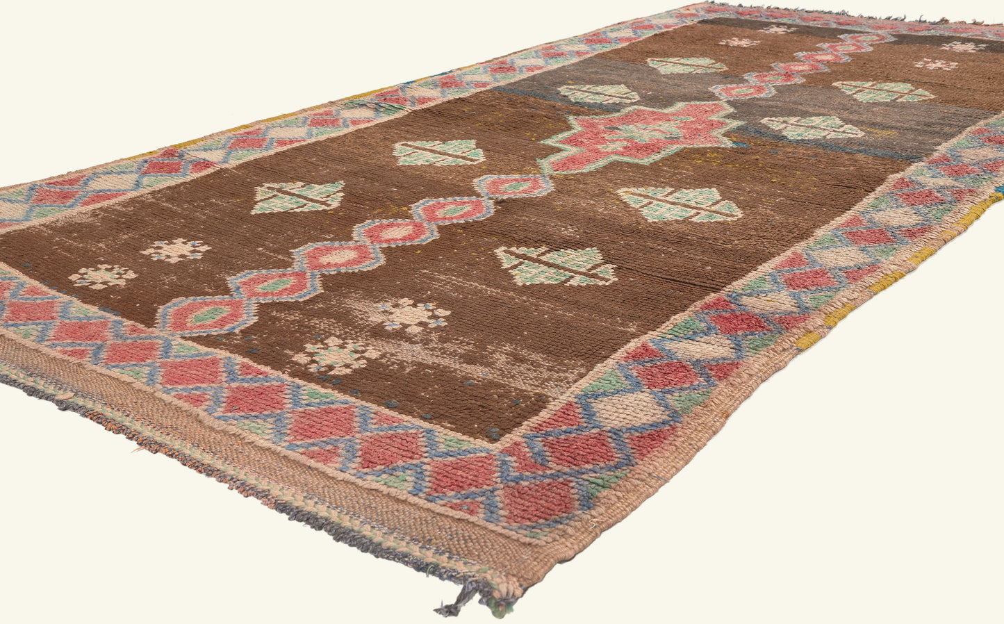 4 x 8 - Brown Vintage Boujad Moroccan Rug - 21991