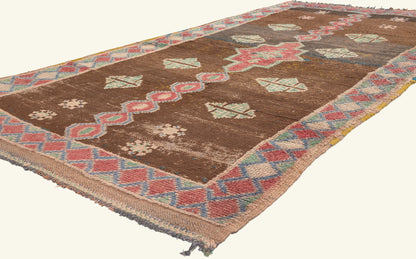4 x 8 - Brown Vintage Boujad Moroccan Rug - 21991