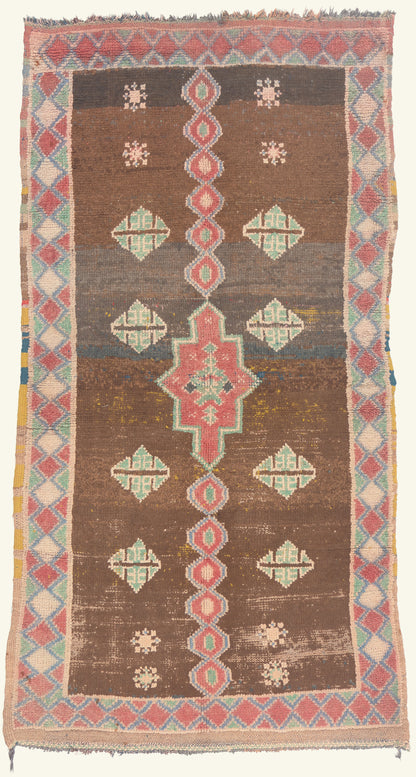 4 x 8 - Brown Vintage Boujad Moroccan Rug - 21991