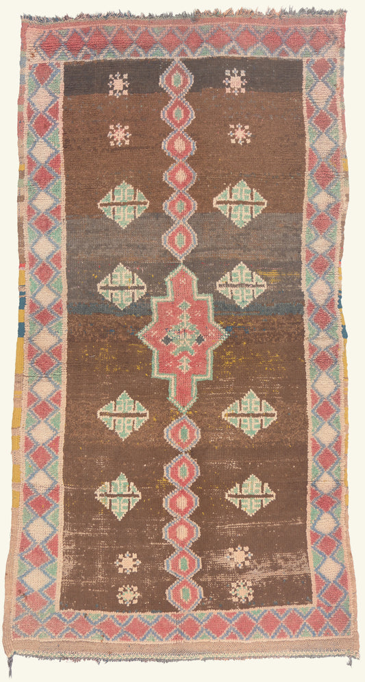 4 x 8 - Brown Vintage Boujad Moroccan Rug - 21991