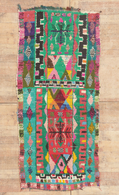 3 x 7 - Green Vintage Azilal Moroccan Rug - 21992