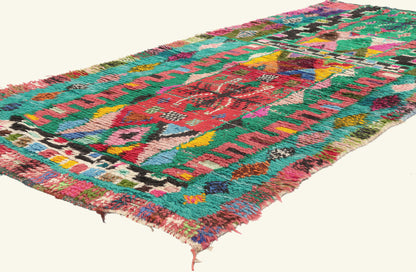 3 x 7 - Green Vintage Azilal Moroccan Rug - 21992