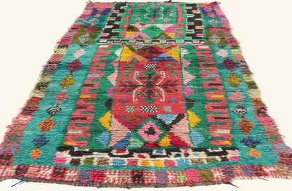 3 x 7 - Green Vintage Azilal Moroccan Rug - 21992