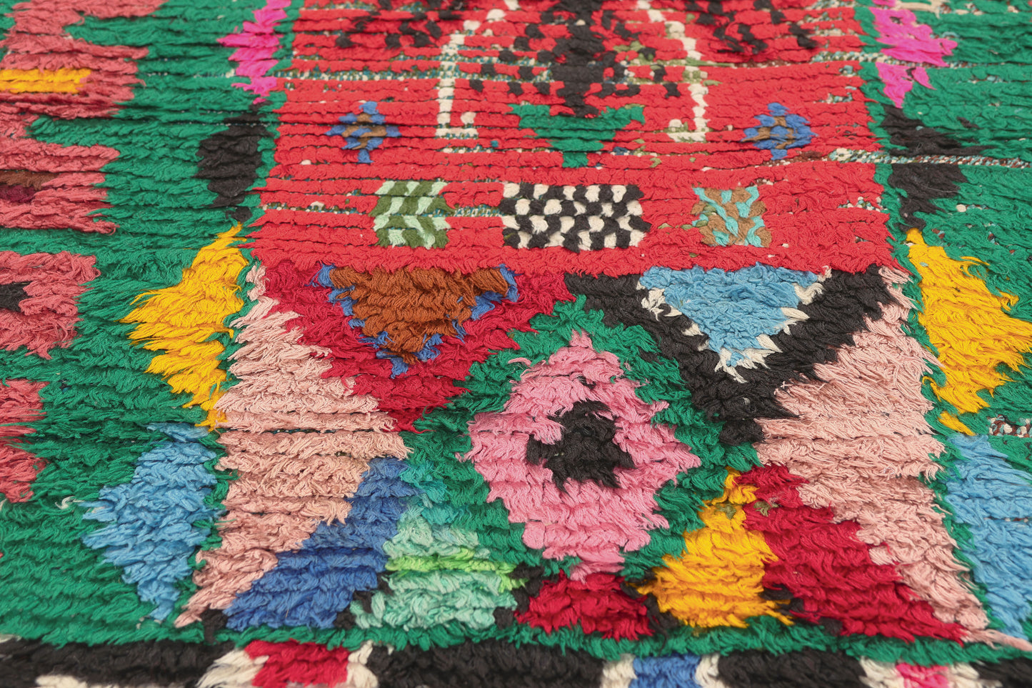 3 x 7 - Green Vintage Azilal Moroccan Rug - 21992