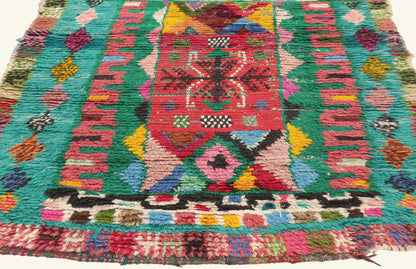 3 x 7 - Green Vintage Azilal Moroccan Rug - 21992