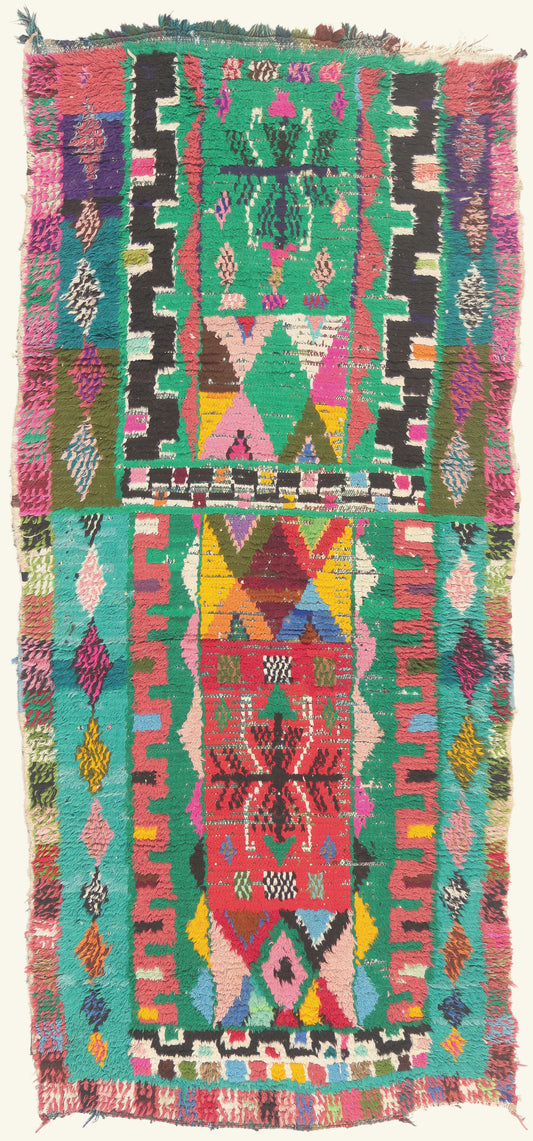 3 x 7 - Green Vintage Azilal Moroccan Rug - 21992