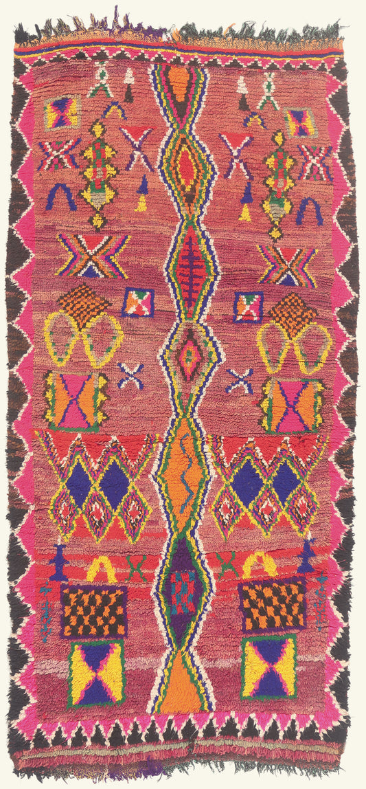 4 x 8 - Multicolor Vintage Boujad Moroccan Rug - 21993