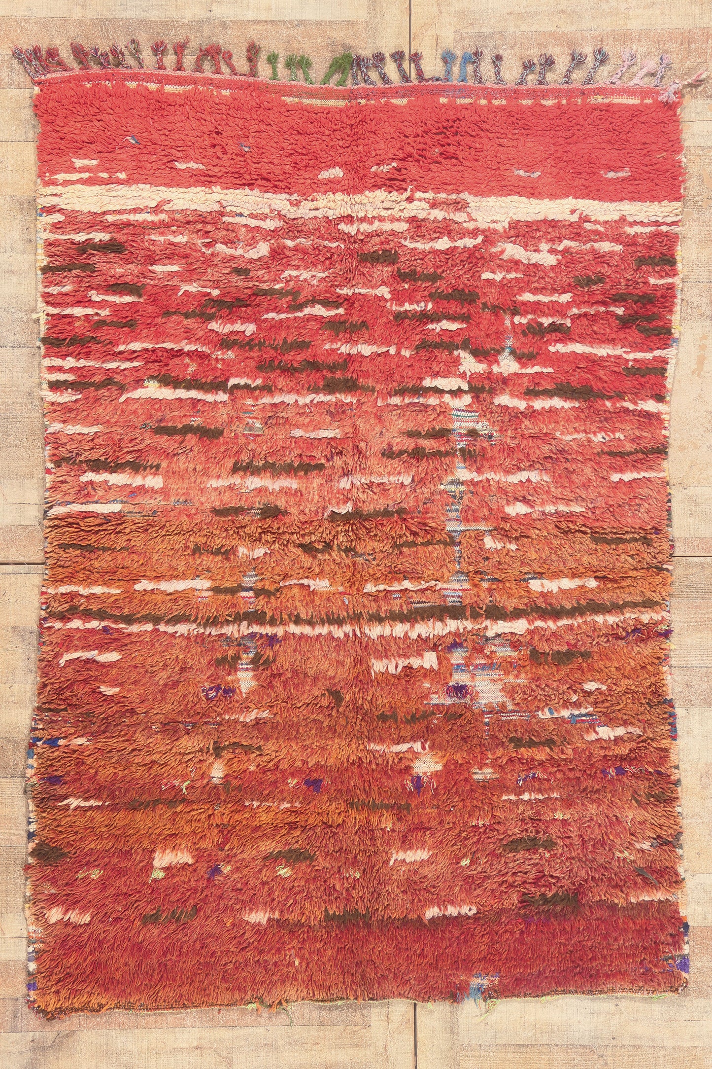5 x 7 - Red Vintage Azilal Moroccan Rug - 21995