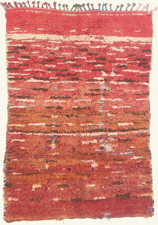 5 x 7 - Red Vintage Azilal Moroccan Rug - 21995