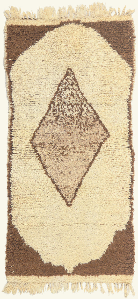 3 x 6 - Ivory Vintage Azilal Moroccan Rug - 21997
