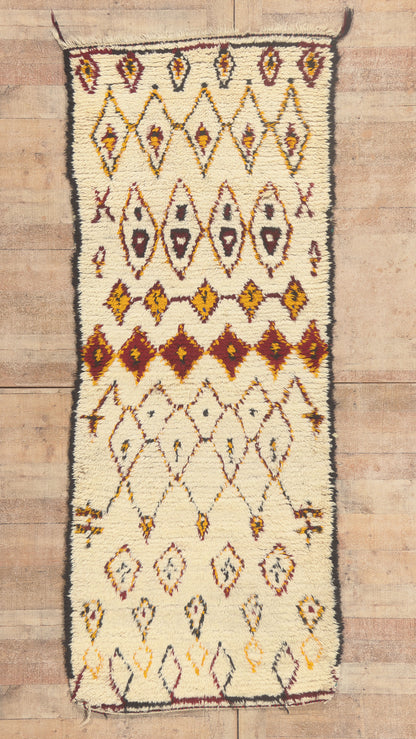 3 x 8 - Ivory Vintage Azilal Moroccan Rug - 21998
