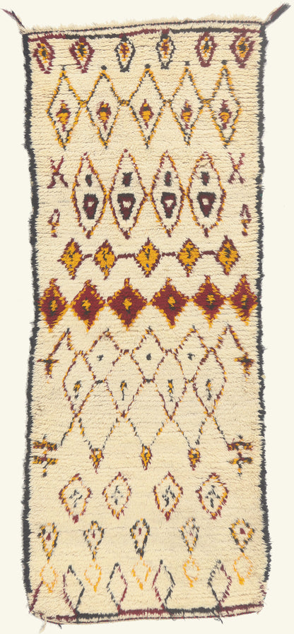 3 x 8 - Ivory Vintage Azilal Moroccan Rug - 21998