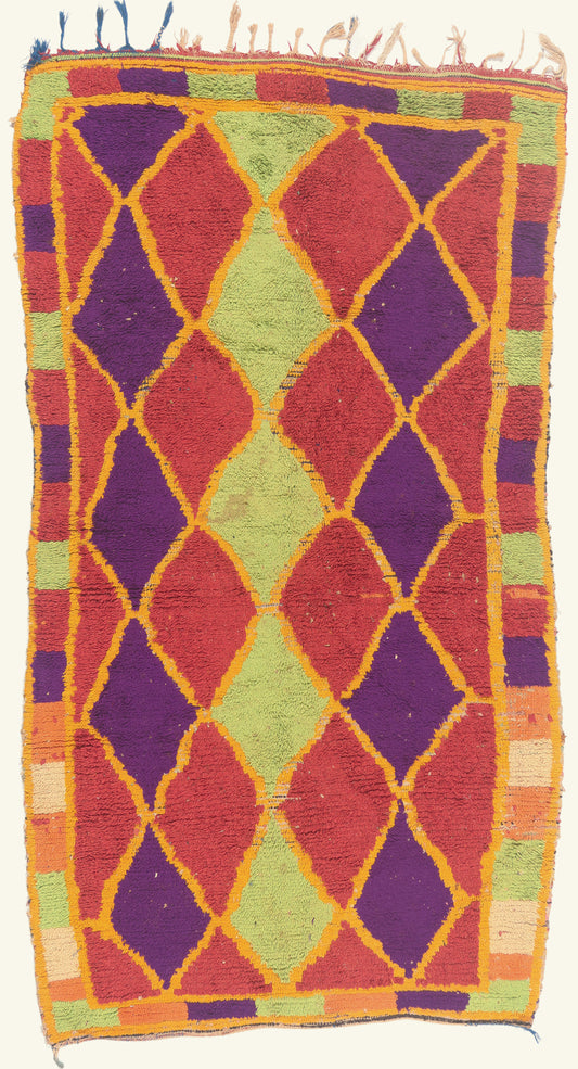 4 x 8 - Multicolor Vintage Boujad Moroccan Rug - 21999