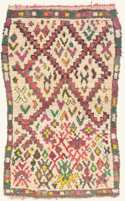 3 x 5 - Ivory Vintage Azilal Moroccan Rug - 22000