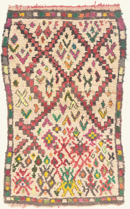 3 x 5 - Ivory Vintage Azilal Moroccan Rug - 22000