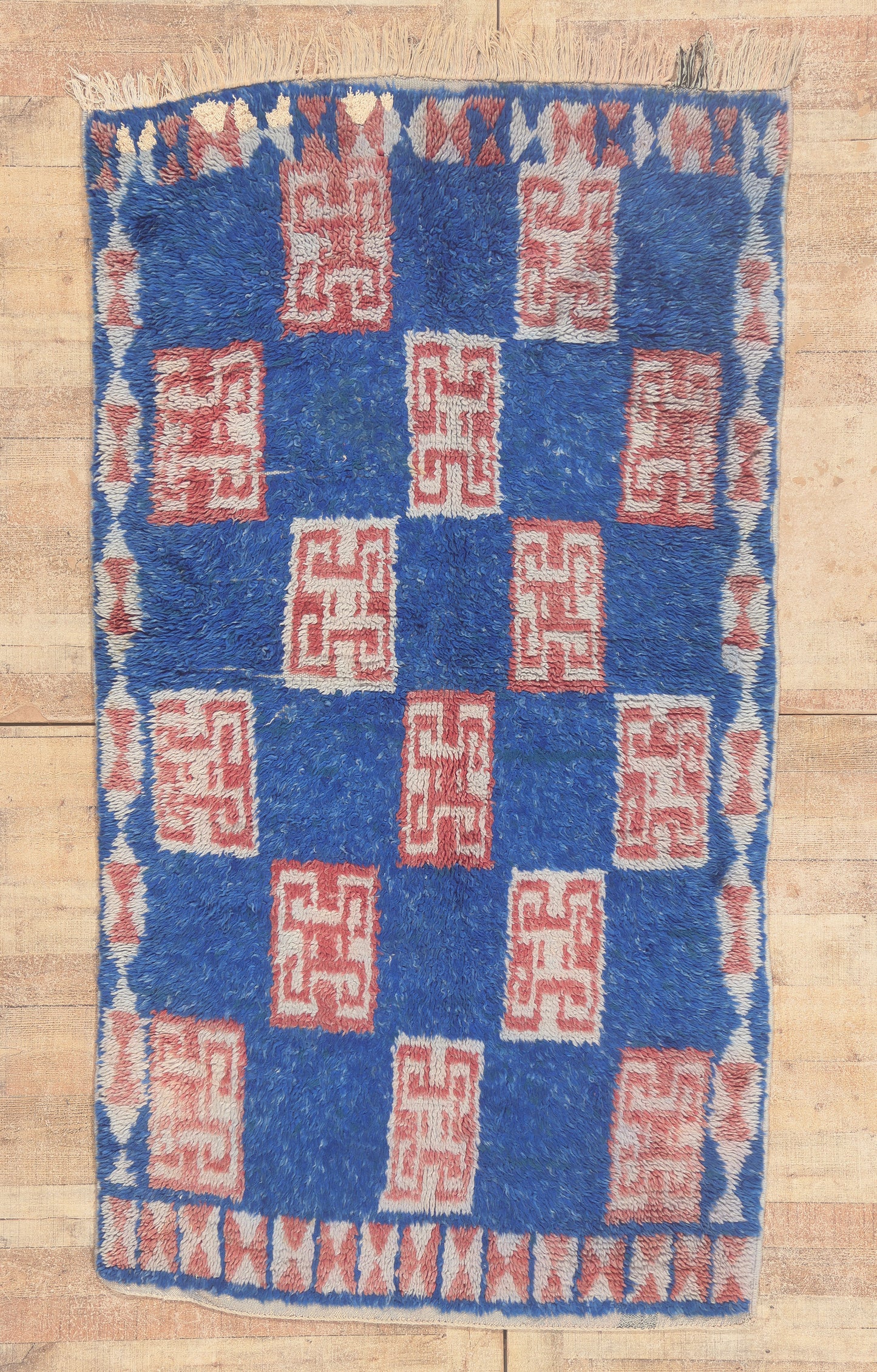 4 x 7 - Blue Vintage Azilal Moroccan Rug - 22002