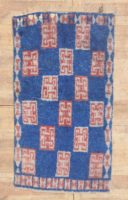 4 x 7 - Blue Vintage Azilal Moroccan Rug - 22002