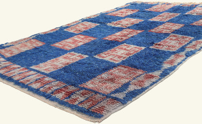 4 x 7 - Blue Vintage Azilal Moroccan Rug - 22002