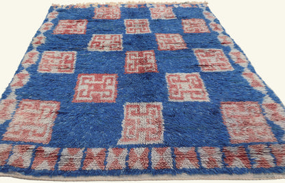 4 x 7 - Blue Vintage Azilal Moroccan Rug - 22002