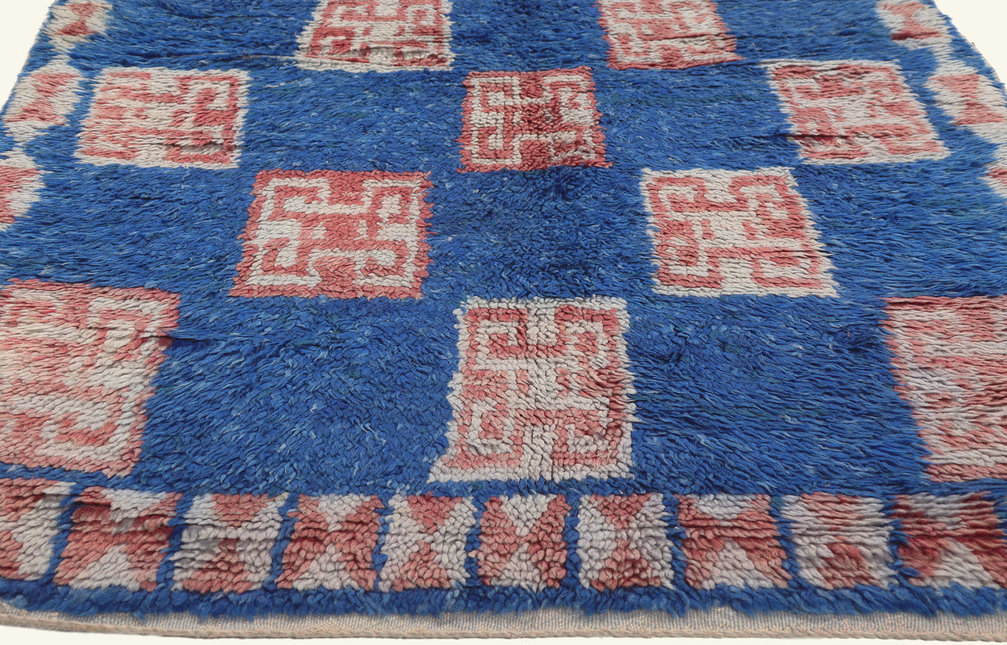 4 x 7 - Blue Vintage Azilal Moroccan Rug - 22002