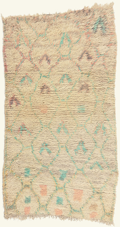 3 x 5 - Ivory Vintage Azilal Moroccan Rug - 22003