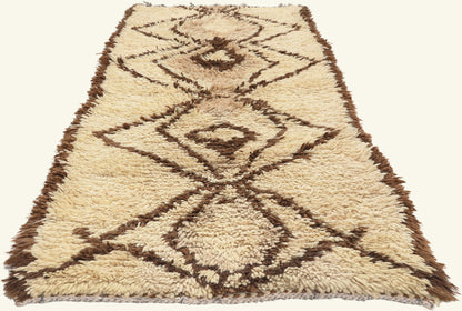 3 x 7 - Ivory Vintage Azilal Moroccan Rug - 22004