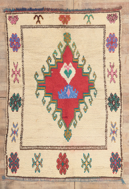 5 x 7 - Ivory Vintage Azilal Moroccan Rug - 22006