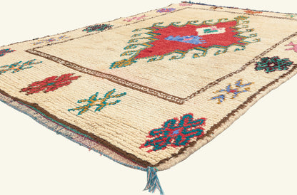 5 x 7 - Ivory Vintage Azilal Moroccan Rug - 22006
