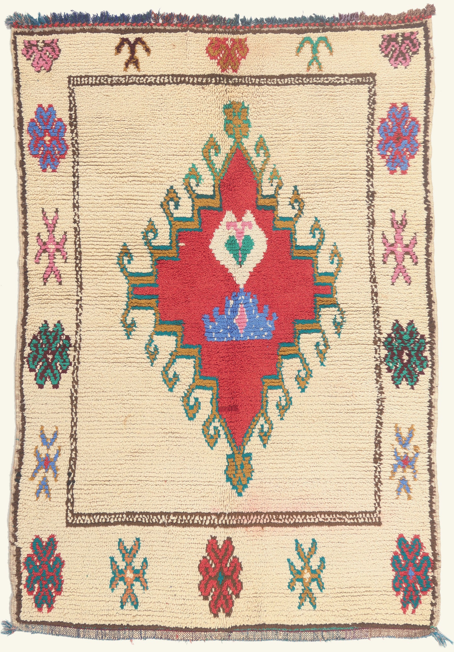 5 x 7 - Ivory Vintage Azilal Moroccan Rug - 22006