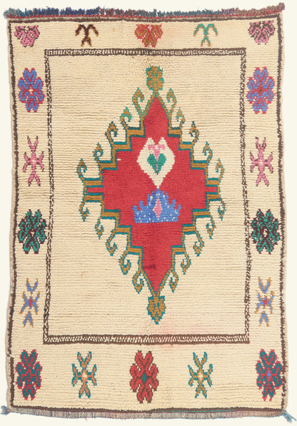 5 x 7 - Ivory Vintage Azilal Moroccan Rug - 22006