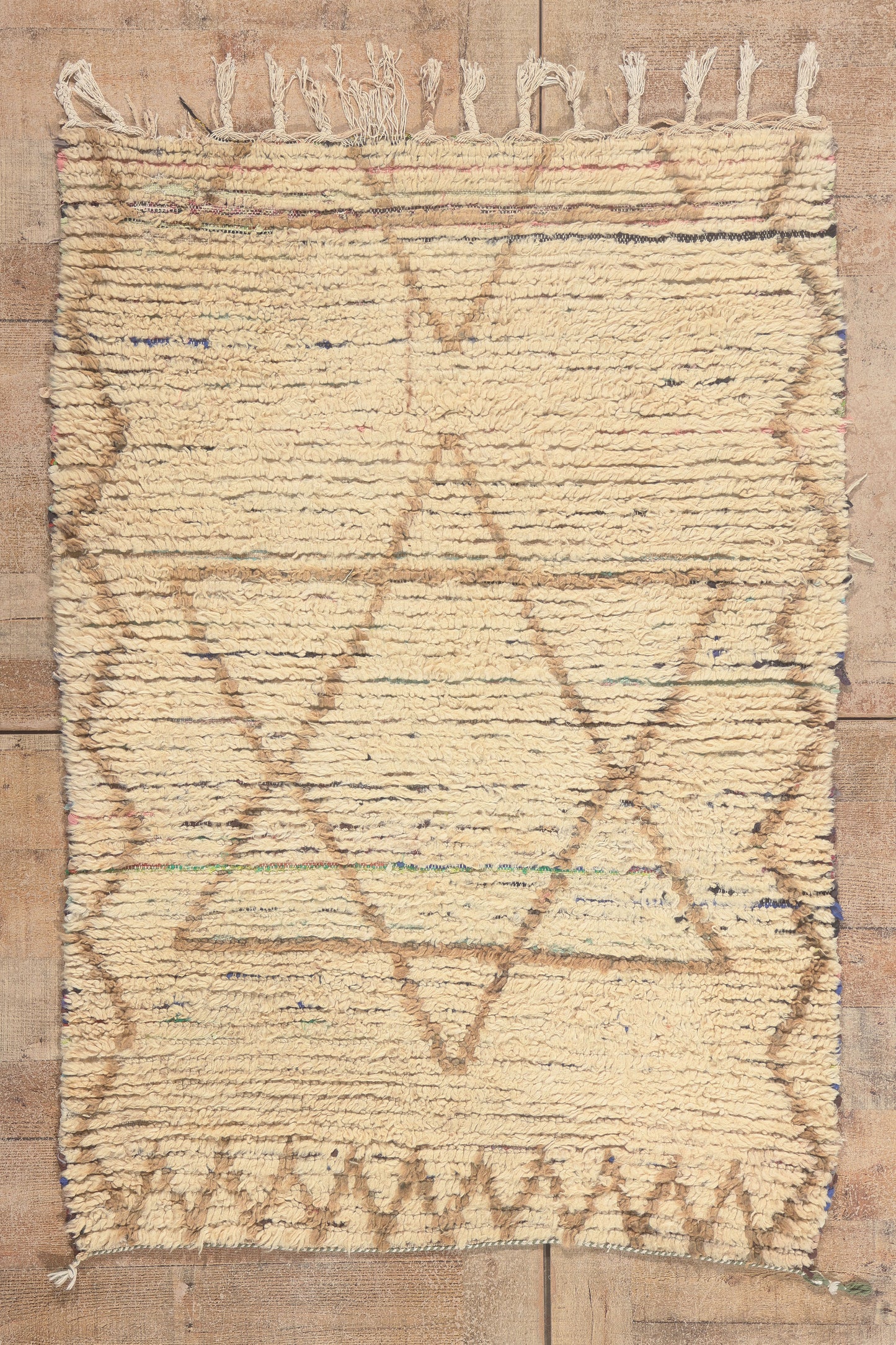 3 x 5 - Ivory Vintage Azilal Moroccan Rug - 22009