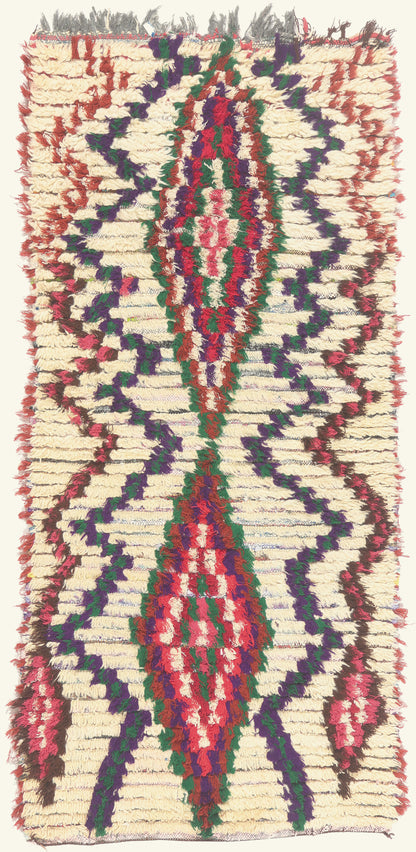 3 x 6 - Ivory Vintage Azilal Moroccan Rug - 22010