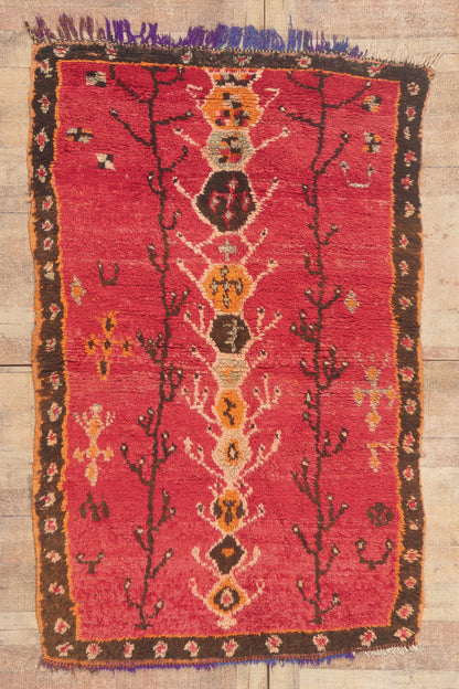 4 x 7 - Red Vintage Boujad Moroccan Rug - 22011