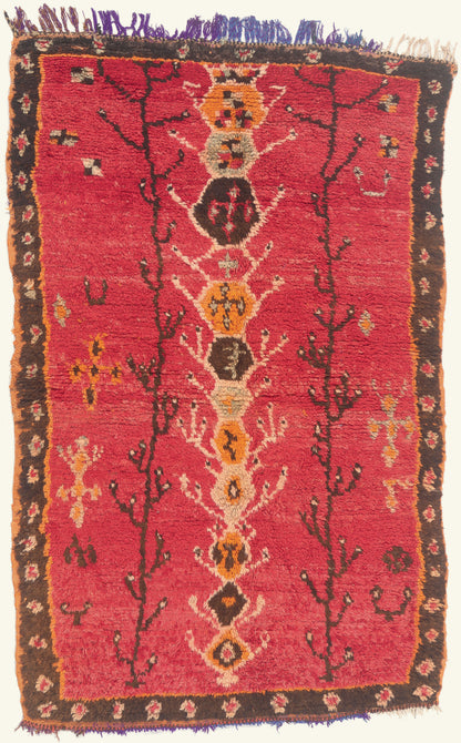 4 x 7 - Red Vintage Boujad Moroccan Rug - 22011