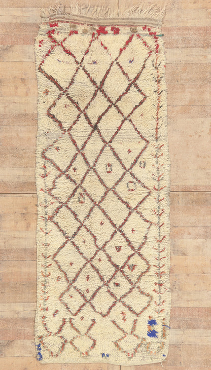 3 x 9 - Ivory Vintage Azilal Moroccan Rug - 22012