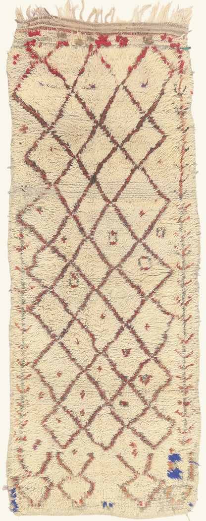 3 x 9 - Ivory Vintage Azilal Moroccan Rug - 22012