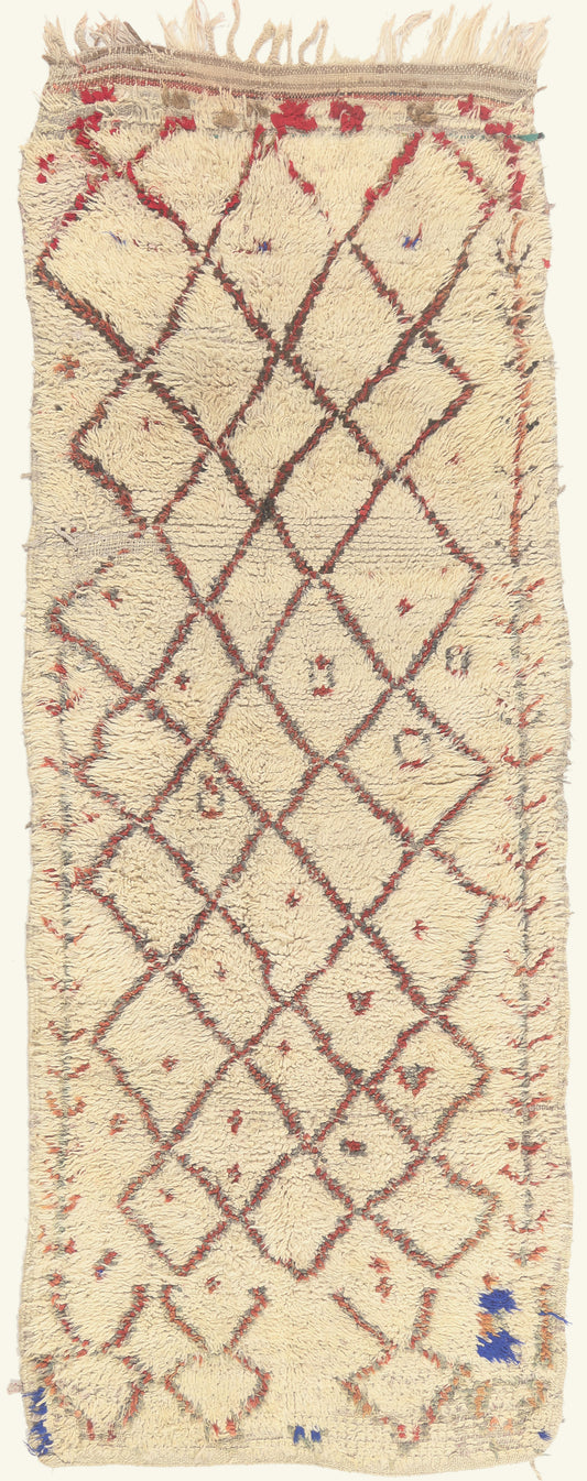 3 x 9 - Ivory Vintage Azilal Moroccan Rug - 22012