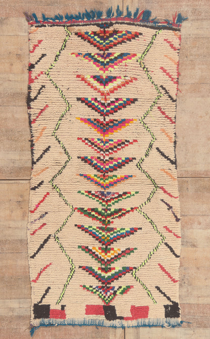 4 x 7 - Beige Vintage Azilal Moroccan Rug - 22013
