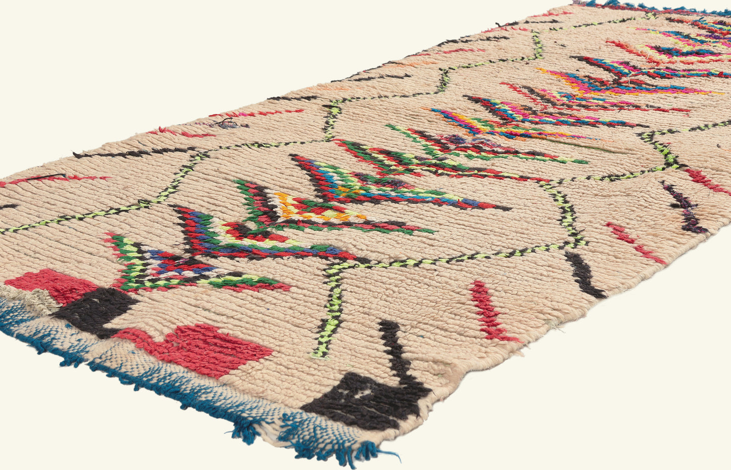 4 x 7 - Beige Vintage Azilal Moroccan Rug - 22013
