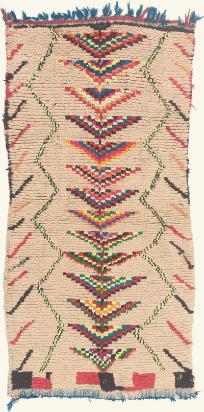 4 x 7 - Beige Vintage Azilal Moroccan Rug - 22013
