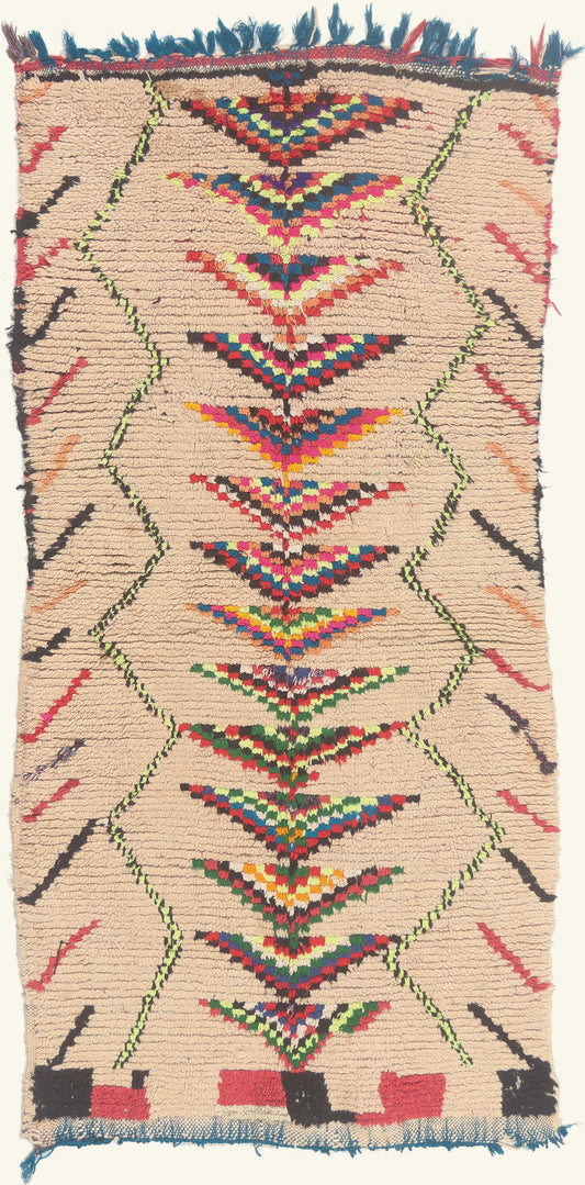 4 x 7 - Beige Vintage Azilal Moroccan Rug - 22013