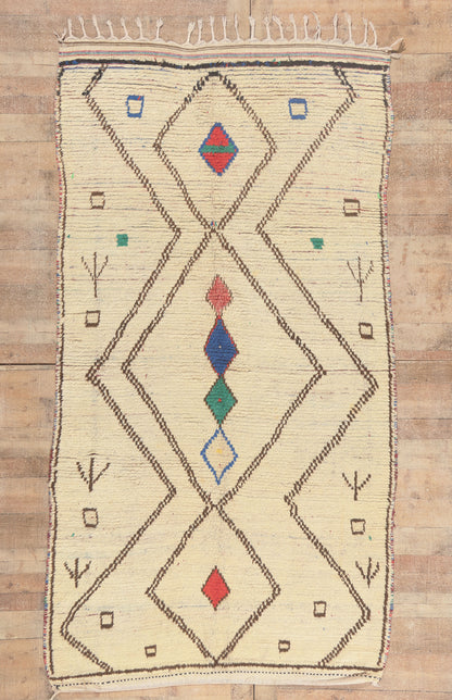 5 x 9 - Ivory Vintage Azilal Moroccan Rug - 22014