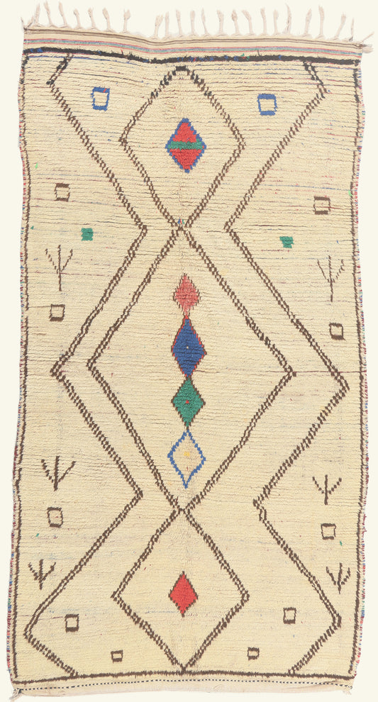 5 x 9 - Ivory Vintage Azilal Moroccan Rug - 22014