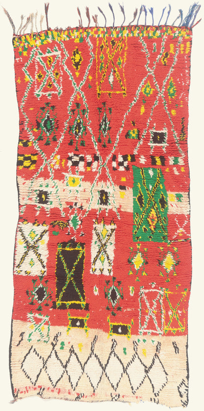 4 x 8 - Red Vintage Boujad Moroccan Rug - 22017