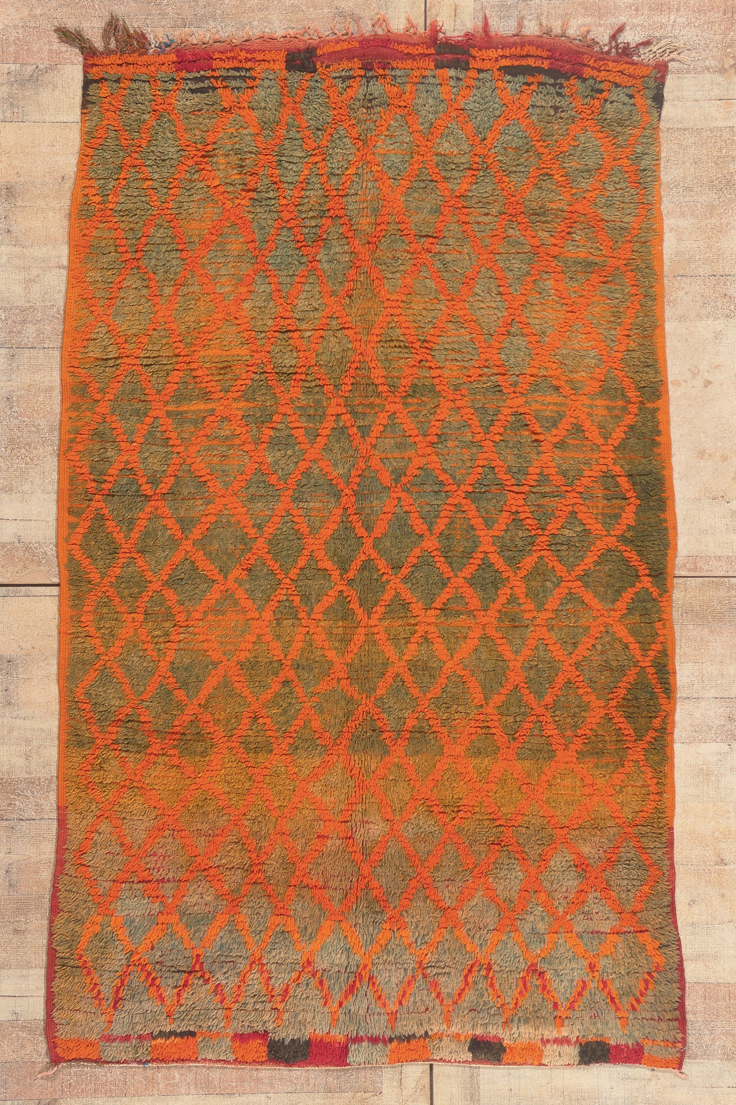 5 x 7 - Orange Vintage Boujad Moroccan Rug - 22019