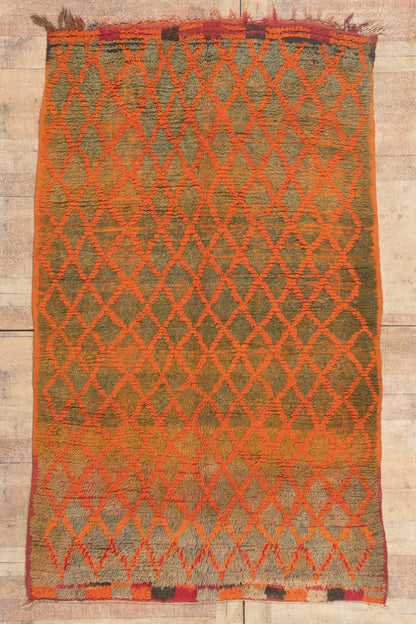 5 x 7 - Orange Vintage Boujad Moroccan Rug - 22019